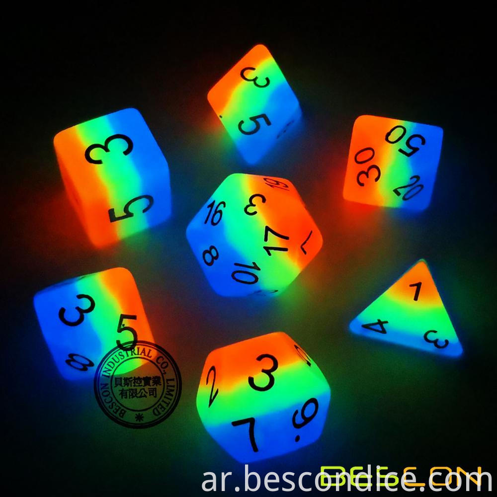 French Kiss Glowing Dnd Game Dice Set 3